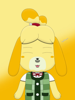 anthro blep eyes_closed female fur gradient_background happy simple_background tongue tongue_out yellow_body yellow_fur cyrildraws animal_crossing nintendo isabelle_(animal_crossing) canid canine canis domestic_dog mammal shih_tzu toy_dog 2024 3:4 digital_media_(artwork) hi_res shaded signature