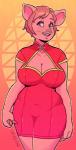 anthro asian_clothing big_breasts blush breasts chinese_clothing chinese_dress clothed clothing dress east_asian_clothing female hair huge_breasts open_mouth pink_eyes pink_hair simple_background skimpy smile solo thick_thighs sin_bruh domestic_pig mammal suid suine sus_(pig) 2019 digital_media_(artwork) hi_res