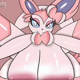 anthro anthrofied areola bedroom_eyes big_breasts blue_eyes bouncing_breasts bow_accessory bow_ribbon breast_play breasts eyelashes female fur jiggling looking_at_viewer multicolored_body multicolored_fur narrowed_eyes nipples non-mammal_nipples pink_areola pokemorph ribbons_(anatomy) seductive smile snaggle_tooth solo white_body white_fur miyang_draws! nintendo pokemon eeveelution generation_6_pokemon pokemon_(species) sylveon 1:1 animated animated_gif loop short_playtime signature