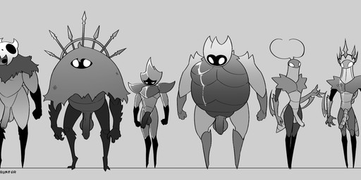 anthro arm_blade armor arthropod_abdomen ball_size_difference balls biped black_eyes bone bone_mask darkened_genitalia darkened_penis exoskeleton flaccid foreskin genitals half-erect humanoid_genitalia humanoid_penis lineup machine male mask penis penis_size_difference plate_armor saggy_balls shawl shoulder_guards slim slim_anthro slim_male spiked_armor spikes standing tail white_eyes nerunaur hollow_knight:_silksong hollow_knight_(franchise) team_cherry cogwork_dancer crust_king_khann green_prince_(hollow_knight:_silksong) arthropod automaton karak_gor karaka order_of_karak roachkeeper robot skarr skarrgard verdanian absurd_res greyscale hi_res monochrome