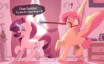 2024 absurd_res animal_genitalia animal_penis crossgender cutie_mark dialogue digital_media_(artwork) dominant dominant_female duo english_text equid equine equine_genitalia equine_penis exclamation_point eyebrows eyelashes eyes_closed female femboy feral fluttershy_(mlp) friendship_is_magic ftm_crossgender genitals hasbro heart_after_text heart_symbol hi_res hooves horn inside magic male mammal medial_ring my_little_pony mythological_creature mythological_equine mythology nookprint pegasus penis pink_theme plant plant_pot potted_plant rarity_(mlp) side_view text unicorn wings
