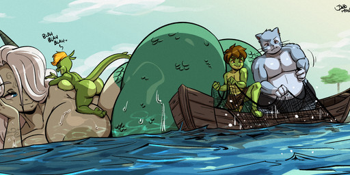 3_toes 4_fingers 5_fingers anthro areola big_breasts big_butt boat breasts butt casual_nudity eyes_closed feet female fingers fishing fishing_net group hair hair_over_eye half-closed_eyes huge_breasts huge_butt looking_at_another male narrowed_eyes net non-mammal_breasts nude outside sea size_difference split_form thick_thighs toes vehicle water watercraft joaoppereiraus tales_of_sezvilpan jack_(joaoppereiraus) lira_(joaoppereiraus) pogo_(joaoppereiraus) aquatic domestic_cat felid feline felis lizard mammal merfolk reptile scalie 2025 hi_res