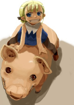 clothing dress duo female feral looking_at_viewer riding straddling young ike_(altitude_attitude) domestic_pig elf humanoid mammal suid suine sus_(pig) low_res