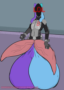 2_penises anthro armor balls balls_on_ground belt big_balls big_penis blue_body breastplate clothing cosplay costume cybernetics genitals gloves handwear holding_katana holding_melee_weapon holding_object holding_sword holding_weapon hologram huge_balls huge_penis hyper hyper_balls hyper_genitalia hyper_penis katana knee_pads long_tail machine male melee_weapon multi_genitalia multi_penis multicolored_body ninja penis pockets pouches purple_body screen screen_face solo standing sword tail tentacle_ear two_tone_body vein veiny_penis warrior weapon bunzillaking void_(thevoidfish) zer0_(borderlands) android cyborg robot absurd_res digital_media_(artwork) full-length_portrait hi_res portrait watermark