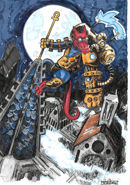 anthro building eyewear full_moon goggles grin male moon smile solo technology tuskforce kobold scalie hi_res