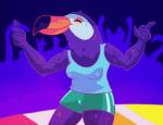 ambiguous_gender beak black_beak bottomwear breasts clothed clothing dancing feathers female female_focus group hotpants multicolored_beak nipple_outline shirt shorts solo_focus tank_top topwear two_tone_beak j-lia_(artist) netflix tuca_and_bertie tuca_(tuca_and_bertie) avian bird ramphastos toco_toucan toucan 2019 2d_animation animated frame_by_frame short_playtime