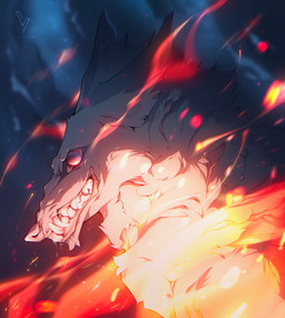 feral male pink_nose smile solo teeth volinfer canid canine canis mammal wolf invalid_tag 2020 digital_media_(artwork) headshot_portrait hi_res portrait