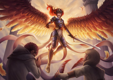 5_fingers armor bent_leg blonde_hair boots brown_clothing brown_gloves brown_hair brown_handwear brown_wings clothed clothed_female clothed_human clothed_humanoid clothed_male clothing cloud eyelashes feathered_wings feathers female female_human female_humanoid fingers flying footwear fully_clothed fully_clothed_female fully_clothed_humanoid gauntlets gloves grey_armor grey_boots grey_clothing grey_footwear grey_helmet group hair handwear holding_melee_weapon holding_object holding_sword holding_weapon left-handed light lips long_hair looking_down_at_another male male_human melee_weapon mouth_closed not_furry outside pauldron pillar praying red_hair red_lips red_sash red_sclera robe shoes short_hair spread_wings sword tan_body tan_skin trio weapon white_clothing white_eyes white_robe wings marie_gelebart hasbro magic:_the_gathering wizards_of_the_coast aurelia_(magic:_the_gathering) human humanoid mammal winged_humanoid 2025 colored digital_drawing_(artwork) digital_media_(artwork) english_description hi_res lighting shaded