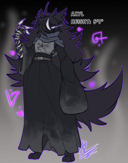 alternative_fashion anthro fluffy fluffy_ears fluffy_tail goth hair long_hair magic magic_user male necromancer necromancy open_species tail alicard canid canine canis mammal wolf absurd_res hi_res story story_in_description