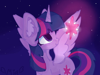 female feral horn inner_ear_fluff night smile solo star tuft wings miaaqua friendship_is_magic hasbro my_little_pony mythology twilight_sparkle_(mlp) equid equine mammal mythological_creature mythological_equine winged_unicorn 4:3