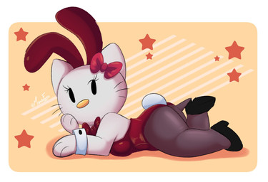 abstract_background anthro big_butt black_eyes bow_tie breasts bunny_costume butt clothing costume curvy_figure eyelashes fake_ears fake_rabbit_ears female footwear fur high_heels legwear leotard lying medium_breasts on_front pantyhose playboy_bunny red_clothing red_leotard shoes solo text thick_thighs voluptuous voluptuous_anthro voluptuous_female whiskers white_body white_fur wide_hipped_anthro wide_hipped_female wide_hips mandyfoxy hello_kitty_(series) hooked_on_heel_(trend) sanrio hello_kitty_(character) domestic_cat felid feline felis mammal 2025 artist_name digital_drawing_(artwork) digital_media_(artwork) hi_res signature