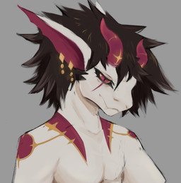 anthro ear_piercing ear_ring fangs horn male piercing ring_piercing solo teeth emozillastein reptile scalie snake