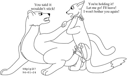 angry animal_genitalia animal_penis balls canine_genitalia canine_penis claws dialogue duo erection female female_penetrated feral feral_on_feral feral_penetrated feral_penetrating feral_penetrating_feral fur genitals interspecies knot knot_root knotted_penis knotting larger_penetrated male male/female male_penetrating male_penetrating_female penetration penile penile_penetration penis scared sex sharp_teeth sheath size_difference stuck stuck_genitals stuck_knot stuck_penis stuck_together tail teeth text toony vaginal vaginal_knotting vaginal_penetration urbanhermit canid canine cougar felid feline fox mammal 1994 black_and_white dated english_text monochrome
