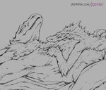 2023 2d_animation animated anthro anthro_on_anthro biped chest_rub cuddling digital_media_(artwork) dinosaur extinct furred_dinosaur greyscale hand_on_back hand_on_chest klongi larger_male lying lying_on_another male male/male monochrome muscular muscular_anthro muscular_male nanuqsaurus on_back prehistoric_species reptile scalie short_playtime size_difference smaller_male smile theropod tyrannosaurid tyrannosauroid