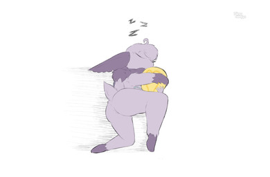 anthro eyes_closed female first_person_view fluffy fur genitals nude pillow purple_body purple_fur sleeping solo tail vulva wings young young_anthro young_female bingbingo juno_(inprogress) arthropod insect lepidopteran moth hi_res signature watermark