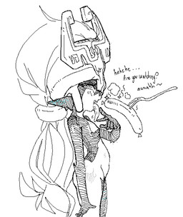 5_fingers accessory big_hair biped blush blush_lines cute_fangs cutlery ear_markings ellipsis eyelashes fangs female female_humanoid fingers flat_chested food food_fetish fork hair hair_accessory hair_ring headgear headgear_only humanoid_pointy_ears kitchen_utensils laugh licking_own_finger long_hair long_tongue looking_at_viewer markings meat mostly_nude_female mostly_nude_humanoid multicolored_body not_furry pointy_ears pupils question_mark sausage side_view simple_background slim_female slim_humanoid slit_pupils solo sparkles standing suggestive suggestive_food tag_question teasing teasing_viewer teeth tilde_after_text tongue tongue_out tools two_tone_body white_background 4chan_anon unknown_artist nintendo the_legend_of_zelda twilight_princess midna humanoid twili 2025 aliasing binary_drawing digital_drawing_(artwork) digital_media_(artwork) english_description monochrome portrait sketch spot_color three-quarter_portrait