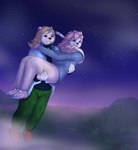 anthro bridal_carry carrying_another carrying_partner clothed clothing duo female flying male male/female mountain night ring sky star starry_sky syst nintendo pokemon fan_character ninfii_(syst) syst_(character) bear eeveelution generation_6_pokemon hybrid mammal pokemon_(species) polar_bear sylveon ursine absurd_res hi_res