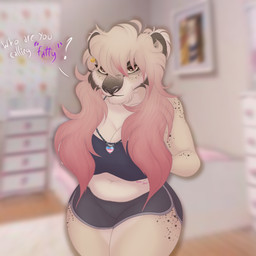 anthro big_breasts breasts brown_eyes clothing ear_piercing ear_ring female freckled_arms freckled_face freckled_hips freckled_shoulders freckles fur hair holding_breast inside long_hair markings mature_female overweight piercing ring_piercing shirt solo spot_freckles spots spotted_arms spotted_body spotted_face spotted_fur spotted_hips spotted_shoulders tank_top thick_thighs tight_clothing topwear tuft upset wide_hips ayana_lioness ayana_(lioness) felid lion mammal pantherine 1:1 hi_res trans_(lore) trans_woman_(lore)