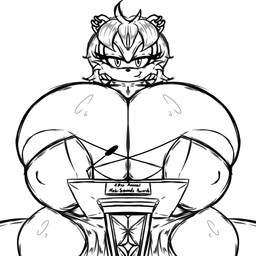 anthro areola areola_slip bedroom_eyes big_breasts breast_overflow breasts clothing dress ear_piercing ear_ring electronics female huge_breasts hyper hyper_breasts ill-fitting_clothing looking_at_viewer microphone narrowed_eyes nipple_outline piercing podium ring_piercing seductive smile smiling_at_viewer solo text thick_thighs tight_clothing ultimateshadow archie_comics sega sonic_the_hedgehog_(archie) sonic_the_hedgehog_(comics) sonic_the_hedgehog_(series) mina_mongoose herpestid mammal mongoose 1:1 english_text hi_res monochrome