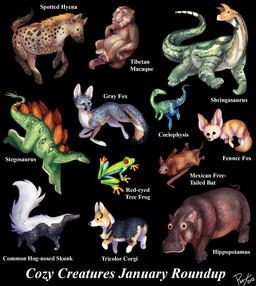 ambiguous_gender black_background black_nose blue_body blue_scales brown_body brown_fur brown_skin digitigrade dot_eyes feral fur green_body green_scales grey_body grey_fur inner_ear_fluff mane markings pink_inner_ear plantigrade red_eyes scales simple_background simple_eyes snout spots spotted_body spotted_fur tail tan_body tan_fur text tuft white_body white_fur white_inner_ear_fluff white_text yellow_body yellow_fur phoenix-of-starlight american_hog-nosed_skunk amphibian bat canid canine canis coelophysid coelophysis common_hippopotamus dinosaur domestic_dog fennec_fox fox frog grey_fox haplorhine herding_dog hippopotamid hog-nosed_skunk hyena macaque mammal mephitid mexican_free-tailed_bat monkey old_world_monkey ornithischian pastoral_dog prehistoric_species primate red-eyed_treefrog reptile saurischian scalie shringasaurus skunk spotted_hyena stegosaurian stegosaurus theropod thyreophoran tibetan_macaque tree_frog true_fox urocyon welsh_corgi 2023 digital_drawing_(artwork) digital_media_(artwork) english_text hi_res multiple_images shaded species_name