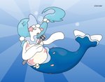 anthro blouse blue_hair clothing female hair mature_female mermaid_tail singing slightly_chubby solo topwear zilikslider nintendo pokemon selene_(pokemon) generation_7_pokemon mammal marine pinniped pokemon_(species) primarina hi_res