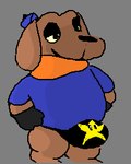 anthro biped bulge clothed clothing male male_anthro pantsless_anthro pantsless_male slightly_chubby slightly_chubby_male solo pearable sarden canid canine canis dachshund domestic_dog hunting_dog mammal 4:5 digital_media_(artwork) low_res pixel_(artwork) thumbnail