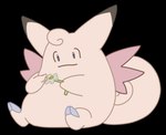 border claws curled_tail ears_up flower neutral_expression plant sitting solo tail transparent_border kaiserbyte nintendo pokemon clefable generation_1_pokemon pokemon_(species) alpha_channel