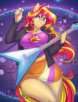 anthro big_breasts bottomwear breasts clothed clothing electric_guitar female grin guitar hair horn long_hair looking_at_viewer multicolored_hair musical_instrument plucked_string_instrument skirt smile solo string_instrument two_tone_hair thecatnamedfish equestria_girls flying_v hasbro jackson_guitars king_v_(jackson_guitars) my_little_pony mythology sunset_shimmer_(eg) equid equine mammal mythological_creature mythological_equine unicorn 2018 digital_media_(artwork) hi_res