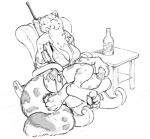 alcohol anthro beverage biped bottle breasts chair cleavage clothed clothing container cup digitigrade eyes_closed female fur furniture gun holding_gun holding_object holding_ranged_weapon holding_weapon ice markings ranged_weapon rifle rocking_chair sitting solo spots spotted_body spotted_fur table weapon hotchkiss hotchkisstank vesna felid mammal pantherine snow_leopard digital_drawing_(artwork) digital_media_(artwork)