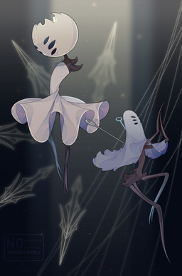 6_eyes ambiguous_gender anthro biped black_body black_eyes clothed clothing dress duo empty_eyes multi_eye white_clothing white_dress kiri_0861 hollow_knight:_silksong hollow_knight_(franchise) team_cherry first_sinner widow_(hollow_knight:_silksong) arachnid arthropod weaver_(hollow_knight) 2025 absurd_res hi_res female_(lore)