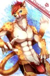 5_fingers anthro barely_visible_genitalia barely_visible_penis blue_eyes bulge countershading crotch_tuft detailed_bulge ear_piercing fingers fur genitals hair licking licking_lips looking_at_viewer male muscular muscular_anthro muscular_male name_in_background open_mouth orange_body orange_fur orange_hair penis penis_base piercing sharp_teeth solo spots teeth tongue tongue_out tuft ivan-jhang cheetahpaws_(character) cheetah felid feline mammal 2020 digital_media_(artwork) hi_res