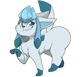 big_butt blue_eyes butt embarrassed female feral fur pawpads paws smile solo backsash nintendo pokemon sarah_(simplifypm) canid canine eeveelution generation_4_pokemon glaceon mammal pokemon_(species) 2017 absurd_res digital_media_(artwork) hi_res