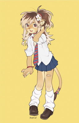 accessory adolescent anthro asian_clothing band-aid bandage clothed clothed_anthro clothed_male clothing crossdressing crossdressing_male cute_fangs east_asian_clothing fangs femboy fur furgonomics hair hair_accessory japanese_clothing japanese_school_uniform long_hair looking_at_viewer male male_anthro necktie school_uniform simple_background solo tail tail_accessory teeth uniform yellow_background young young_anthro young_male koiyaroid femboy_lion_(koiyaroid) felid lion mammal pantherine 2025 digital_media_(artwork) full-length_portrait hi_res portrait signature