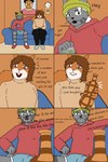 anthro bong dialogue drugs duo female female/female food fruit legume living_room marijuana peanut_(food) plant text heydaysfm lisa_(heydaysfm) rae_(heydaysfm) felid feline mammal rodent sciurid tree_squirrel 2:3 absurd_res comic english_text hi_res