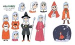 anthro barefoot belt blue_hair capotain circlet cloak clothing dress eyebrows feet female footwear gloves hair handwear hat headgear headwear jewelry looking_aside looking_at_viewer magic_wand outside pendant pilgrim shoe_buckles shoes simple_background solo staff star thick_eyebrows white_background wellmaus cartoon_network summer_camp_island mrs._mccallister_(sci) domestic_cat felid feline felis mammal concept_art