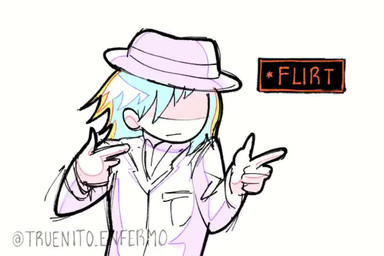 accessory ambiguous_gender anthro blush bodily_fluids clothed clothing duo embarrassed fedora female finger_gun flirting freckles gesture hand_gesture hat headgear headwear humor necktie simple_background suspenders sweat sweatdrop text white_background truenitoenfermo deltarune undertale_(series) kris_dreemurr susie_(deltarune) dinosaur human mammal prehistoric_species reptile scalie 2025 2d_animation 3:2 animated artist_name frame_by_frame no_sound short_playtime video