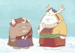 anthro brown_body brown_fur clothed clothing duo fur humanoid_hands male slightly_chubby snow white_body white_fur kumao okatana privateotou sdorica crushfang_(sdorica_sunset) dagger_(sdorica_sunset) bear mammal polar_bear ursine 2018