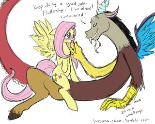 ambiguous_penetration antlers blue_eyes blush cowgirl_position cutie_mark dialogue duo feathered_wings feathers female female_on_top female_penetrated feral feral_on_feral from_front_position hair horn interspecies male male/female male_on_bottom male_penetrating male_penetrating_female nude on_bottom on_top penetration pink_hair sex simple_background smile straddling text white_background wings yellow_body yellow_feathers hasana-chan friendship_is_magic hasbro my_little_pony mythology discord_(mlp) fluttershy_(mlp) chimera draconequus equid equine mammal mythological_creature mythological_equine pegasus 2013 5:4 english_text hi_res