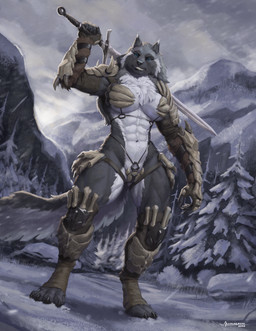 abs anthro armor bikini_armor biped blue_eyes bone breasts chest_tuft clenched_teeth clothed clothing detailed_background dragon_bone_armor female female_anthro fur grey_body holding_object holding_weapon landscape melee_weapon mountain multicolored_body muscular muscular_female outside plant pupils snow snowing sword teeth thick_thighs tree tuft unconvincing_armor weapon white_body wind mainlinemojo bethesda_game_studios microsoft mythology skyrim the_elder_scrolls eleniel canid canine canis mammal mythological_canine mythological_creature werecanid werecanine werecreature werewolf wolf 2025 absurd_res hi_res signature