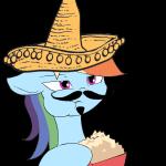 1:1 2016 2d_animation alpha_channel animated chewing clothing earth_pony eating equid equine facial_hair female feral food frame_by_frame friendship_is_magic hair half-closed_eyes hasbro hat headgear headwear horse kanashiipanda mammal mexican multicolored_hair mustache my_little_pony narrowed_eyes pony popcorn rainbow_dash_(mlp) rainbow_hair reaction_image short_playtime simple_background solo sombrero third-party_edit transparent_background