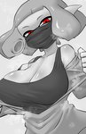 big_breasts bodily_fluids breasts cleavage clothed clothing face_mask female red_eyes solo sweat nobunagapero nintendo splatoon animal_humanoid cephalopod cephalopod_humanoid humanoid marine marine_humanoid mollusk mollusk_humanoid absurd_res hi_res