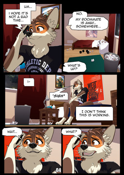 anthro bed cellphone dialogue digitigrade dumbbell electronics furniture male open_mouth phone phone_call poster smartphone solo speech_bubble teeth text trash_can weights ariesartist matthew_(ariesartist) border_collie canid canine canis collie domestic_dog herding_dog mammal pastoral_dog sheepdog 3d_(artwork) absurd_res blender_(artwork) comic digital_media_(artwork) english_text hi_res