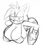 anthro big_breasts bikini breasts cleavage clothed clothing female huge_breasts hyper hyper_breasts smile smirk solo swimwear two-piece_swimsuit denizen1414 sega sonic_the_hedgehog_(series) daisy_akiza_hedgehog eulipotyphlan hedgehog mammal monochrome sketch