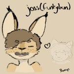 anthro brown_hair fur fur_markings hair looking_at_another male markings smile tan_body tan_fur text powoup joss_(funkybun) keith_(funkybun) felid feline lynx mammal 1:1 digital_media_(artwork) hi_res trans_(lore) trans_man_(lore)