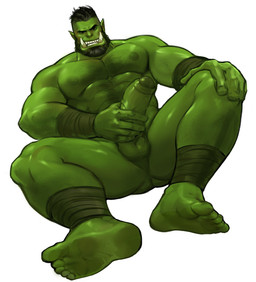 5_fingers 5_toes ankle_wraps balls barazoku beard big_muscles black_hair body_hair bottomwear bulge chest_hair clothed clothing facial_hair feet fingers foreskin genitals green_body green_nipples green_penis green_skin grin hair half-erect happy_trail holding_penis humanoid_feet humanoid_genitalia humanoid_hands humanoid_penis humanoid_pointy_ears looking_at_viewer male muscular muscular_humanoid muscular_male nipples not_furry nude partially_retracted_foreskin penis plantigrade pointy_ears simple_background smile solo toes topless tusks white_background wraps wrist_wraps dopq humanoid orc 2020 hi_res