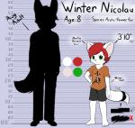 2013 5_toes absurd_res age_(disambiguation) age_difference anthro arctic_fox arms_by_side barefoot bent_arm biped black_body black_fur bottomwear canid canine character_name chart check_mark child clothed clothing contextual_arrow directional_arrow duo english_text feet fennec_fox footwear fox fur green_eyes hair hand_on_hip hand_on_own_hip height_chart hi_res holding_hips hybrid imperial_unit information_label khaimera larger_male looking_at_viewer male mammal model_sheet multicolored_body multicolored_fur number older_male pants red_hair shirt shoes shorts simple_background size_difference smaller_male smile solo_focus species_name standing straight_arm straight_legs text toes topwear true_fox two_tone_body two_tone_fur unit white_body white_fur winter_nicolau young young_anthro young_male younger_male