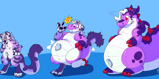 anthro bodily_fluids distressed fur hair inflatable inflatable_transformation long_hair male nude pear-shaped_figure permanent_smile pool_toy pooltoy_transformation pubes purple_body shocked simple_background solo species_transformation sweat sweatdrop tail transformation white_hair wide_hips onemillionfurries mythology dr._luvstruk_(onemillionfurries) animate_inanimate dragon felid feline living_inflatable mammal mythological_creature mythological_scalie pantherine scalie tiger absurd_res digital_media_(artwork) hi_res sequence
