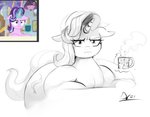 container cup cutie_mark female feral hair horn obese obese_female obese_feral overweight overweight_female overweight_feral solo steam thelunarmoon friendship_is_magic hasbro my_little_pony mythology starlight_glimmer_(mlp) equid equine mammal mythological_creature mythological_equine unicorn