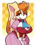 anthro big_breasts blush breasts clothing curvy_figure dress female half-closed_eyes hourglass_figure hourglass_figured_anthro hourglass_figured_female long_ears looking_at_viewer narrowed_eyes scut_tail short_tail solo star tail wide_hips legendofnerd sega sonic_the_hedgehog_(series) vanilla_the_rabbit lagomorph leporid mammal rabbit hi_res signature