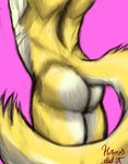 absurd_res anthro butt butt_focus domestic_cat felid feline felis fur hermesdidit hi_res male mammal multicolored_body multicolored_fur simple_background sketch solo yellow_body yellow_fur